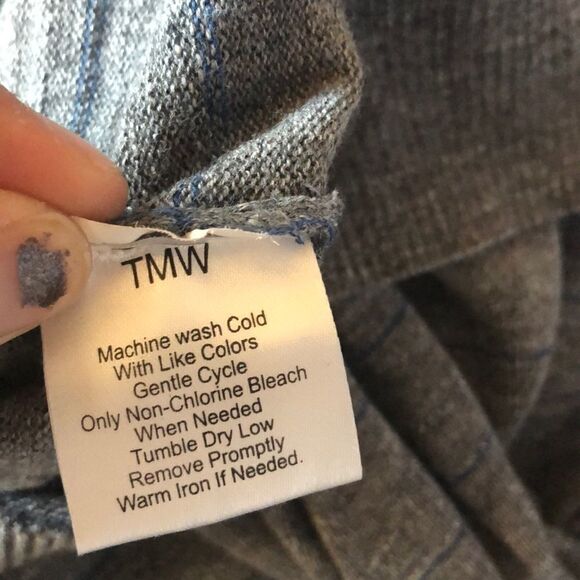 JOS A Bank Grey And Blue Striped Mens Long Sleeve Sweater - Picture 7 of 8